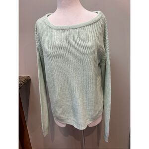 Misguided M mint green long sleeve scoop neck oversized sweater